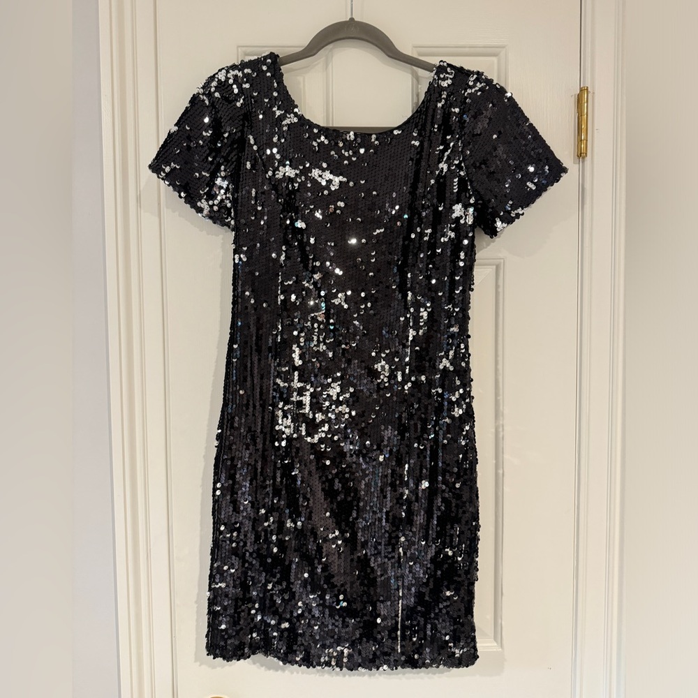 Milky Black Sequin Mini Dress